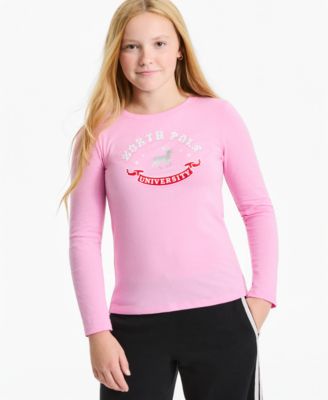 Girls' XS-XL North Pole Long-Sleeve Graphic Cotton-Blend T-Shirt