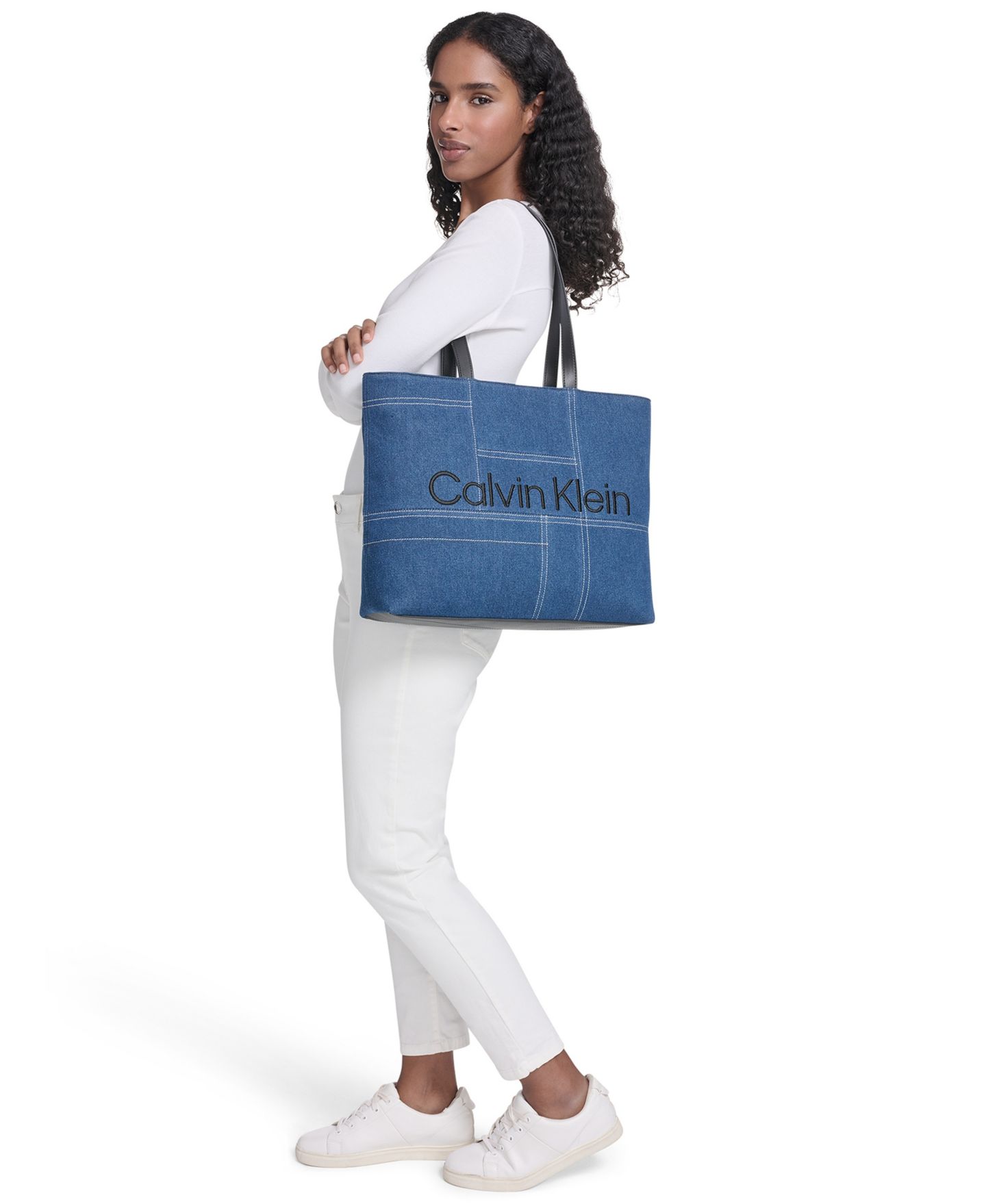 Женская сумка Calvin Klein Aurelia Large Denim Tote Handbag, цвет: Джинсовый — фото 9