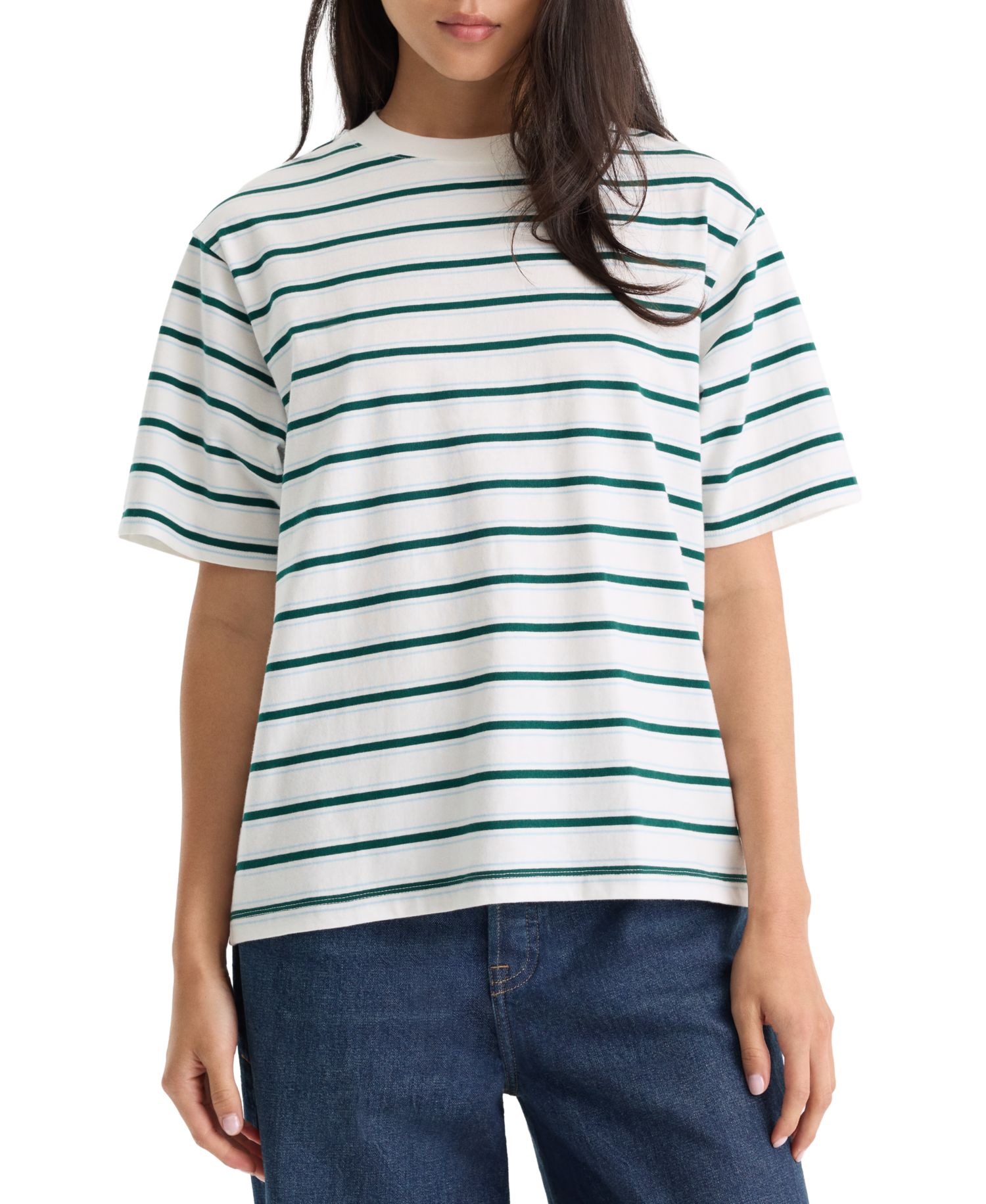 Women's Oversized Crewneck Stripe T-Shirt