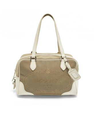 Logo Jacquard and Leather Bowler Bag