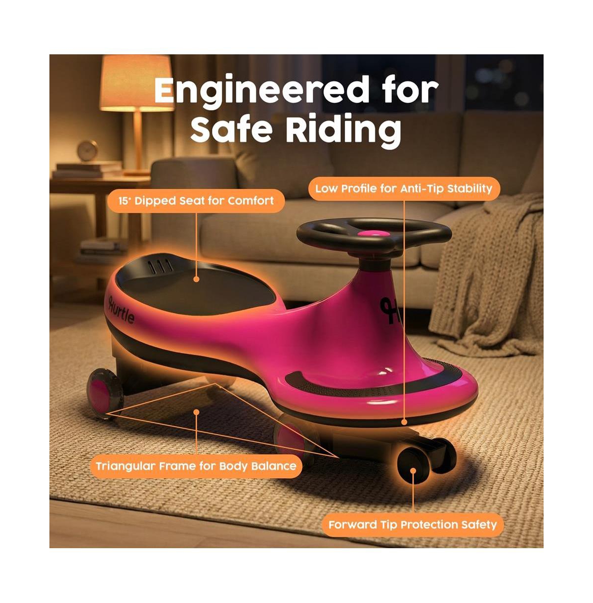 Hurtle Swing Car 360-Degree Steering Ride-On Toy, Ages 2+