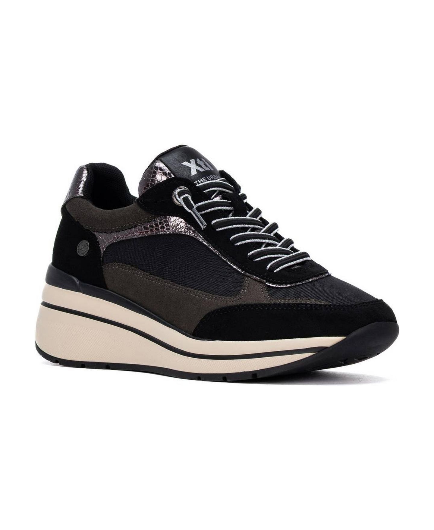 Женские кроссовки XTI Casual Suede Wedge, цвет: Чёрный — фото 1