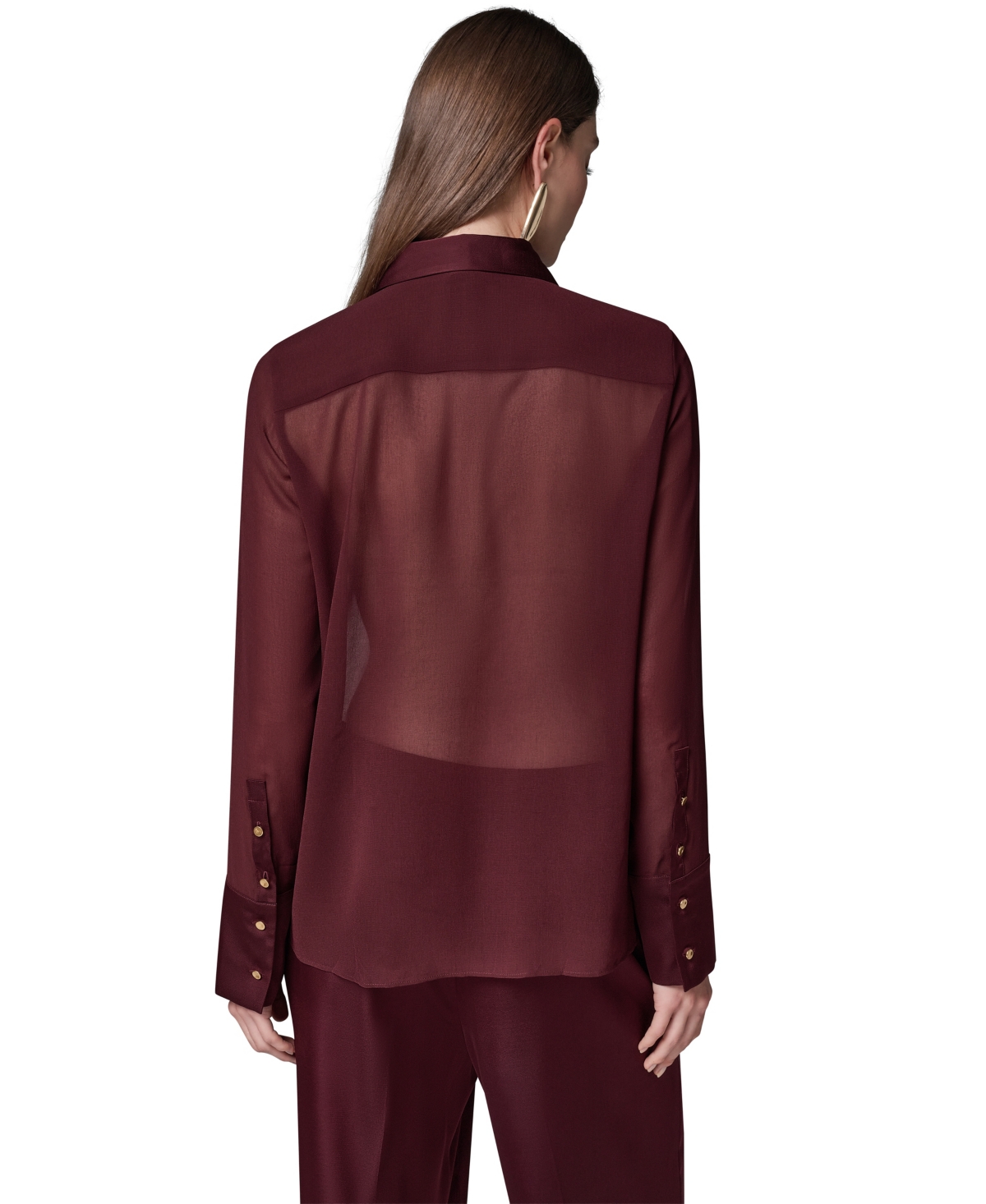 Donna Karan New York Women's Long-Sleeve Sheer Blouse