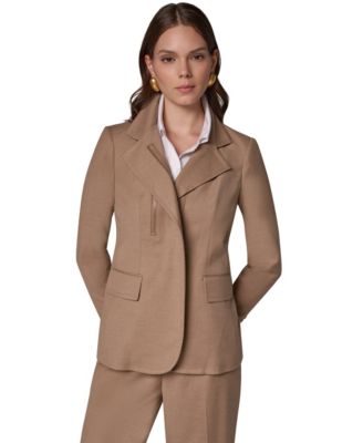 Women's Asymmetrical Zip Shoulder-Padded Blazer