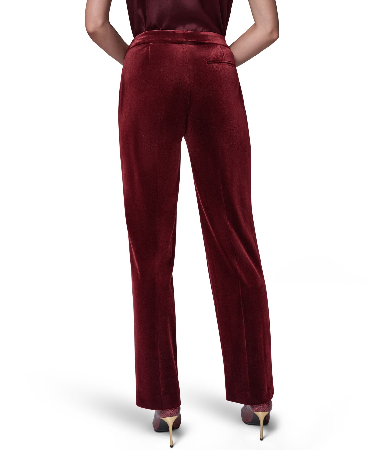 Women's Classic No Front Velvet Straight Mid-Rise Pants