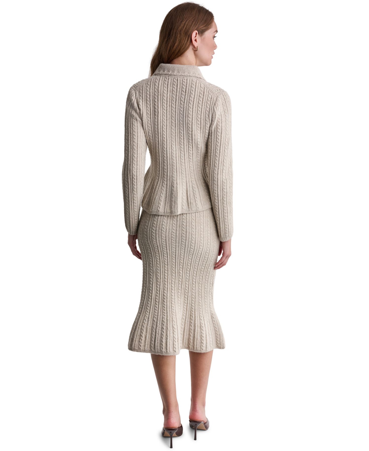 Women's High-Waisted Cable-Knit Midi Skirt