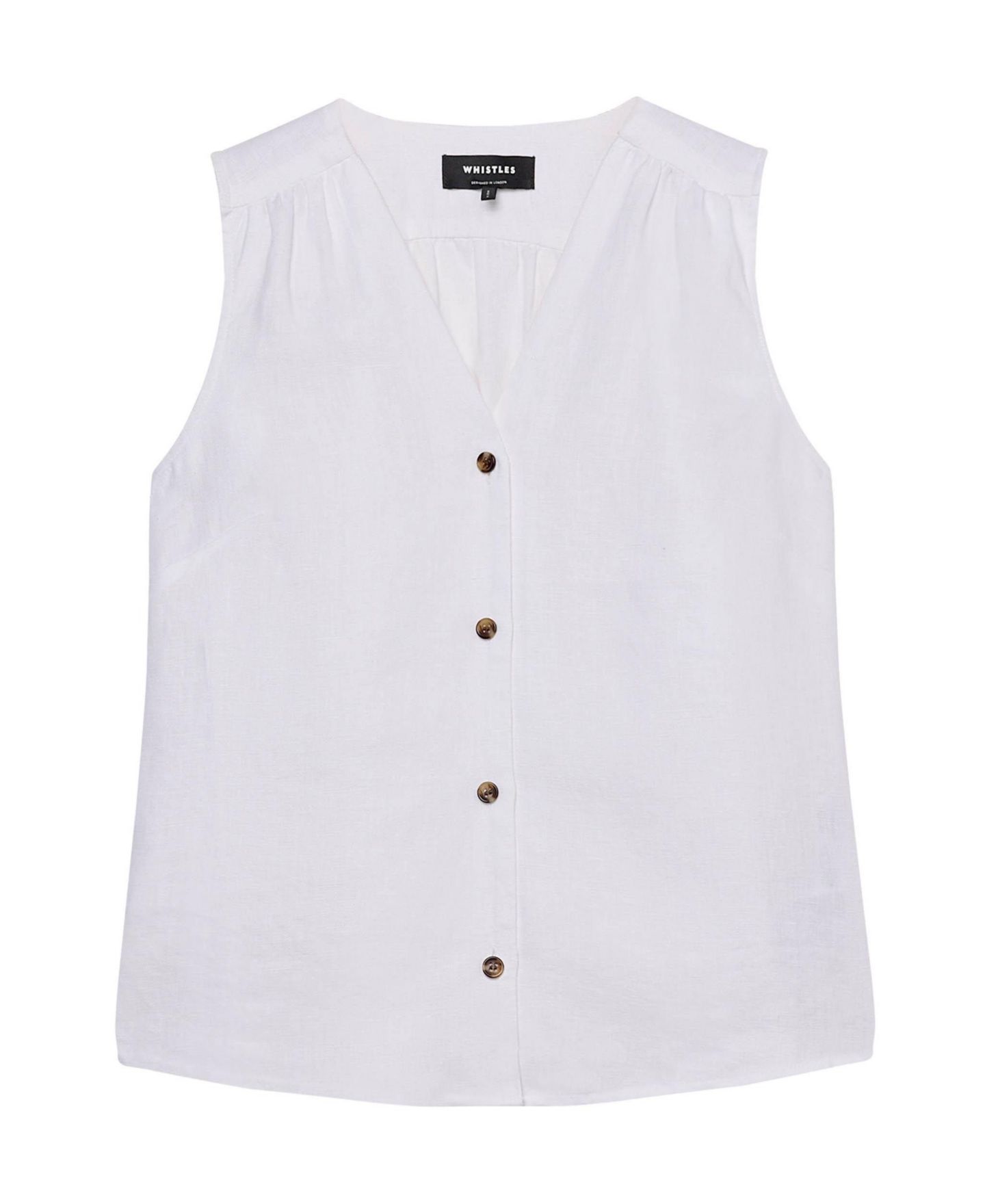 Женский топ Whistles Laura Linen Button-Up, цвет: Белый — фото 2