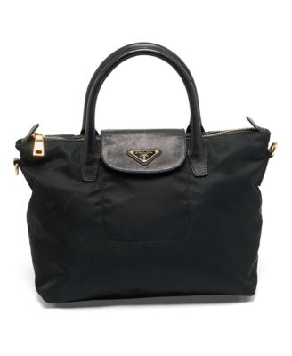 Women's Saffiano Leather and Nylon Zip Top Satchel