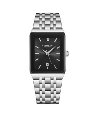 4084 Modern Rectangular Bracelet Watch - Sunray Dial, Date Display, Slim Stainless Design