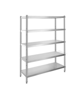 5-Tier Stainless Steel Shelving Unit 47.5 x 18 x 72 Inch with 330 Pound Capacity Per Shelf
