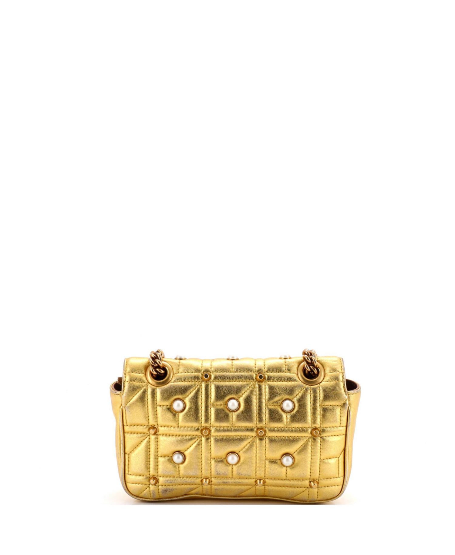 Mini Pearly GG Marmont Flap Bag Embellished Matelasse Leather