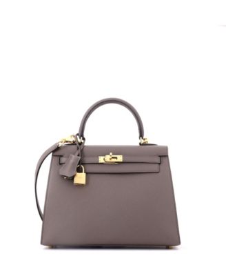 Kelly 25 Handbag Grey Epsom with Gold Hardware