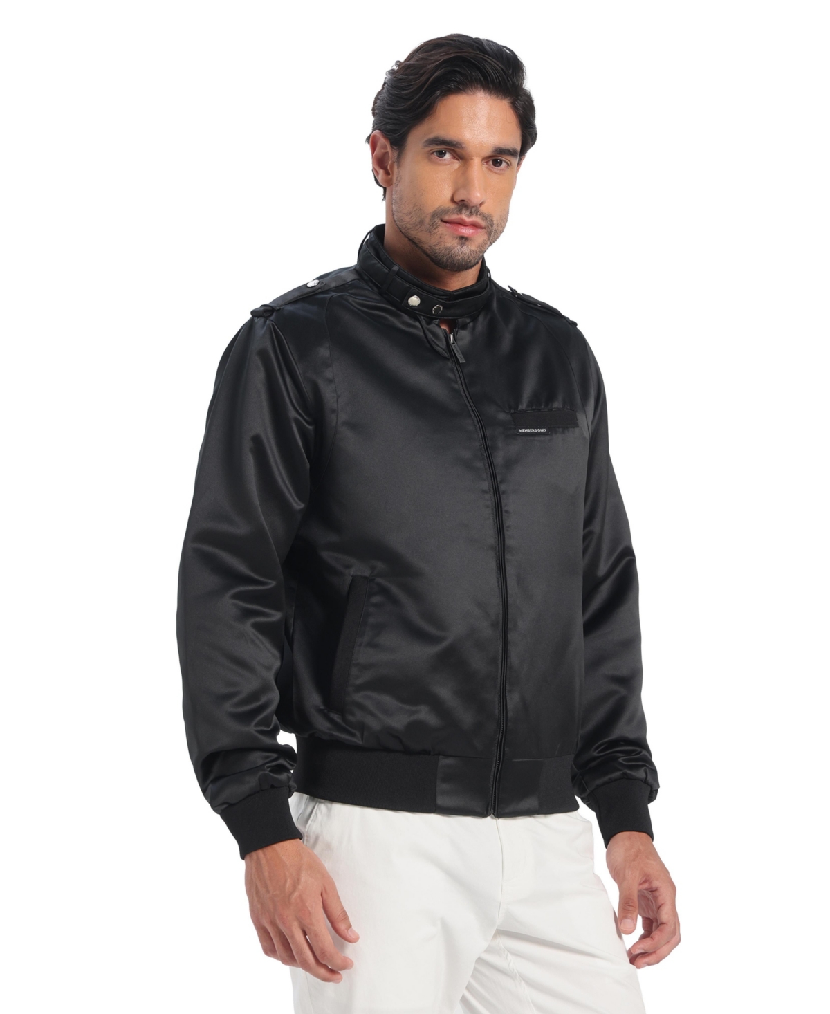 Members Only Men's Classic Satin Iconic Racer Jacket