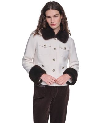 Women's Faux-Fur Collar and Cuffs Short Jacket