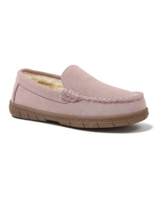 Little Girls Fuzzy Lined Suede Moccasin Slippers