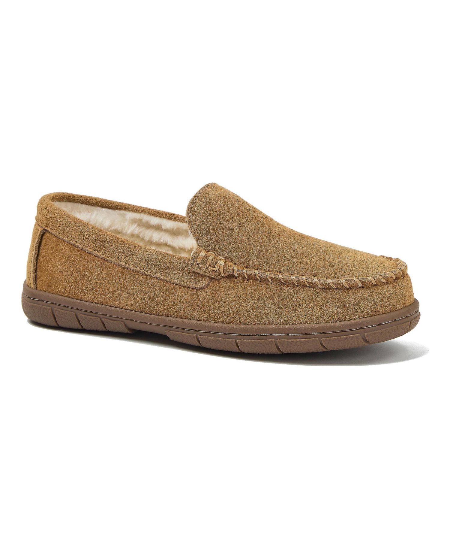 Women's Fuzzy Lined Suede Moccasin Slippers