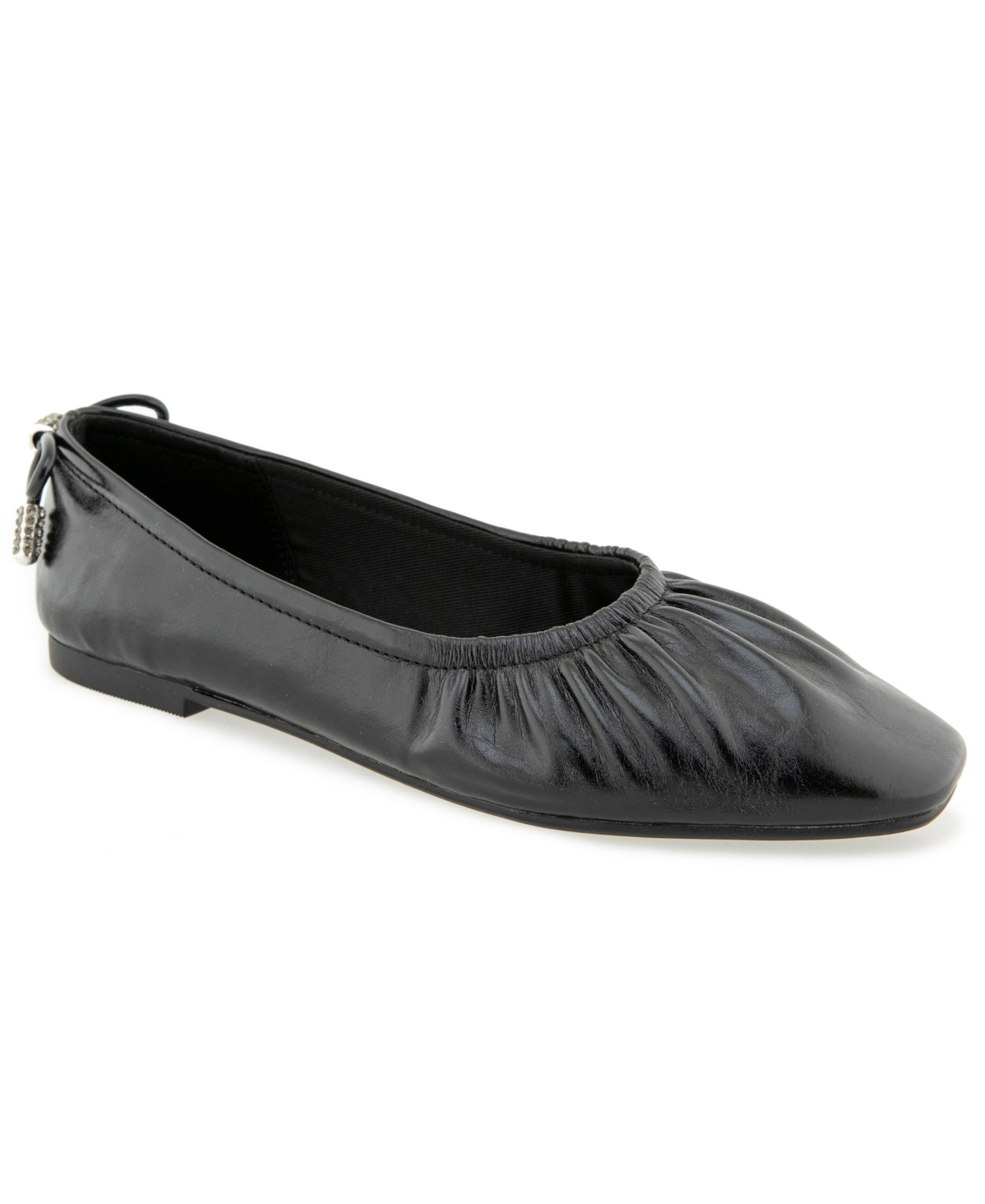 Kenneth Cole Reaction Women's Max Ruched Ballet Slip-On Flats - Black