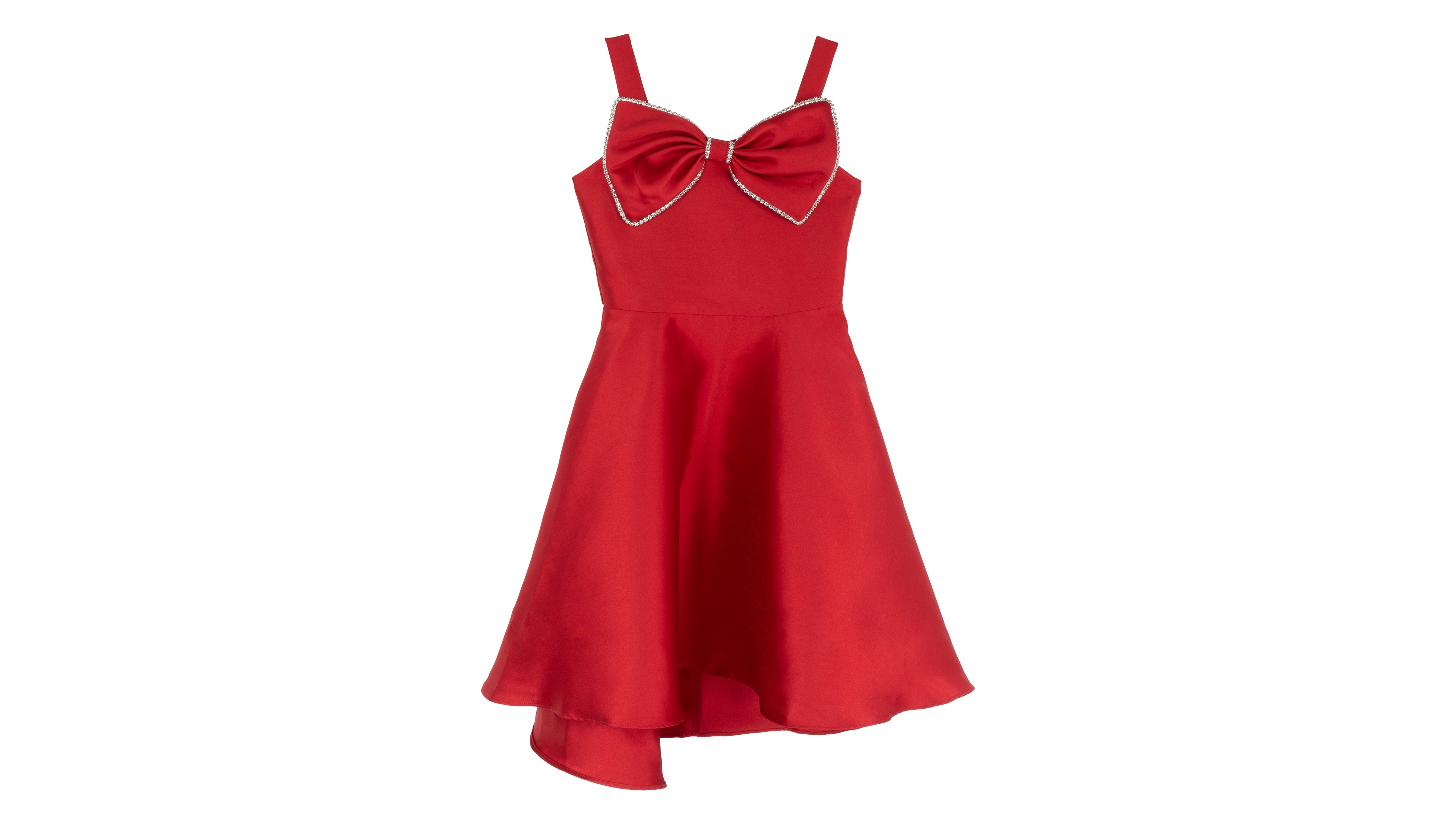 Rare Editions Girls' 4-16 Solid Mikado Bow Skater Dress