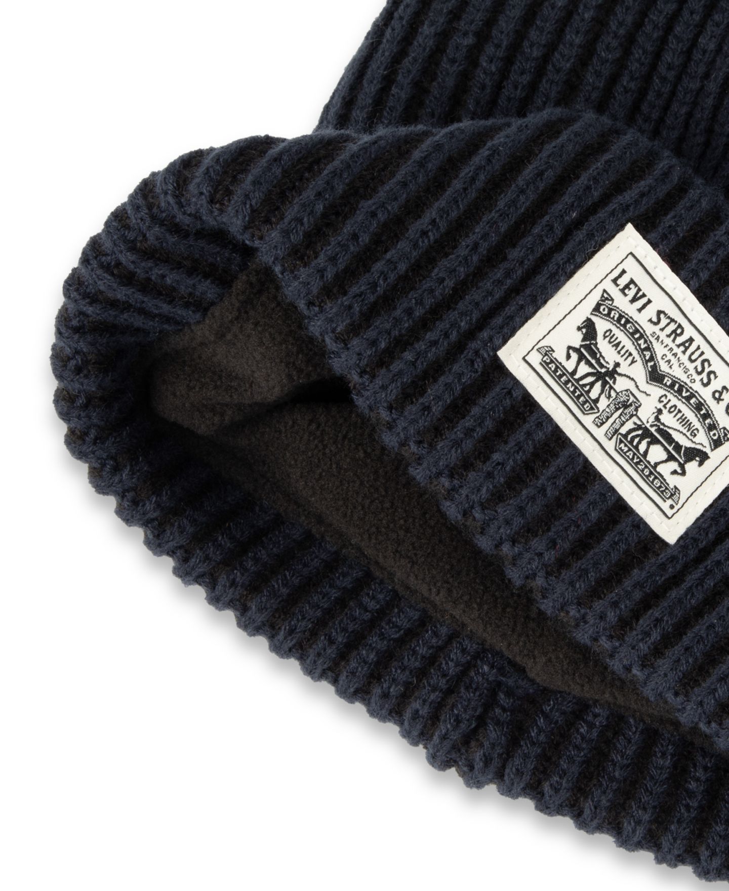 Мужские комплекты Levi's Fleece-Lined Rib-Knit Beanie & Gloves, 2-Piece Set, цвет: Тёмно-синий — фото 4