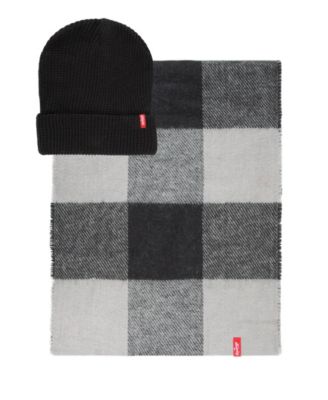 Men's Waffle Knit Beanie & Buffalo Plaid Scarf, 2-Piece Set