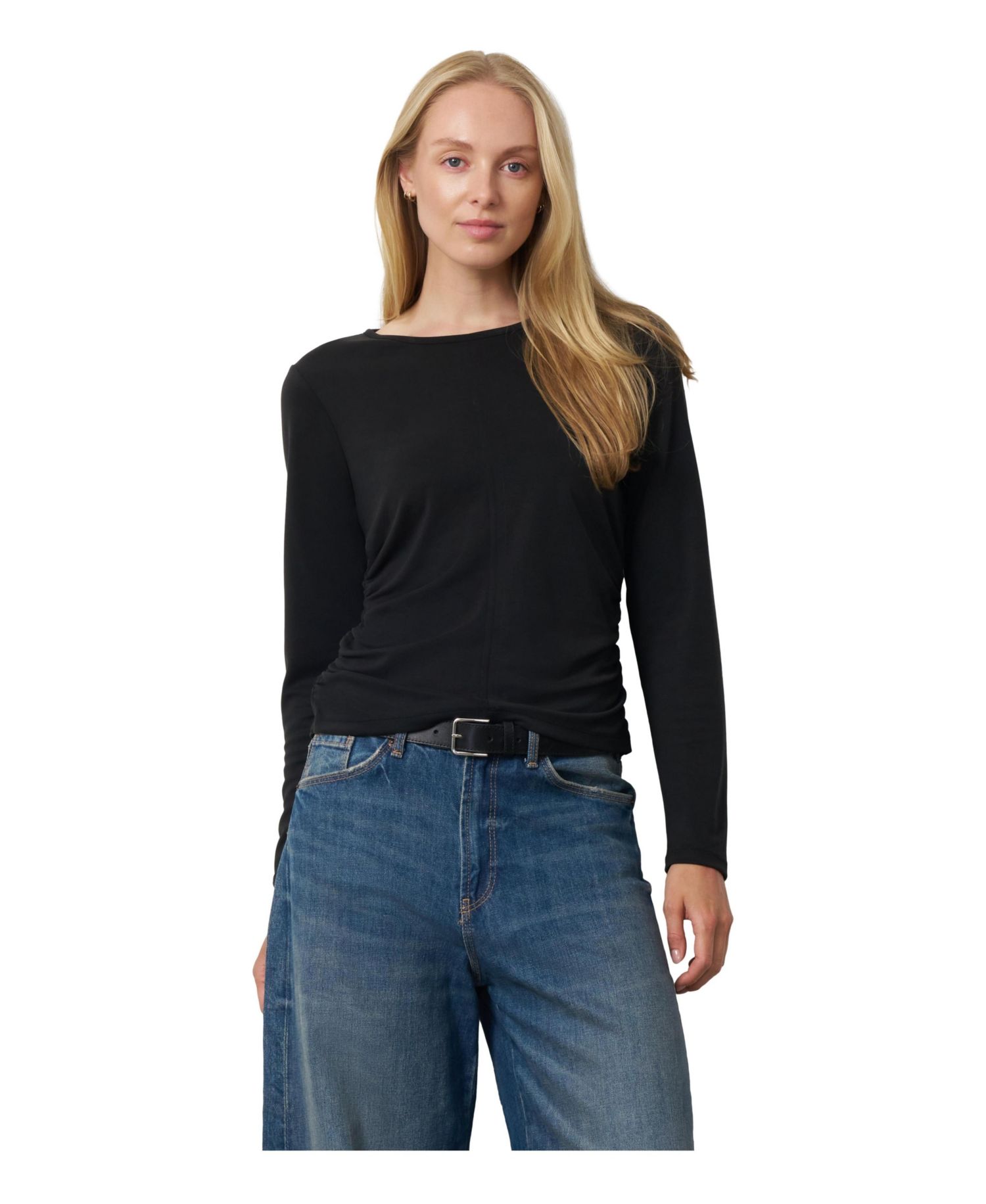 Women's Side Shirred Crew Neck Top