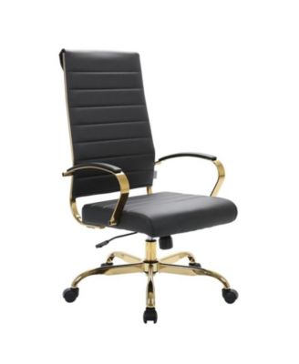 Benmar Modern High-Back Leather Conference Office Chair with Steel Frame, Swivel, and Tilt