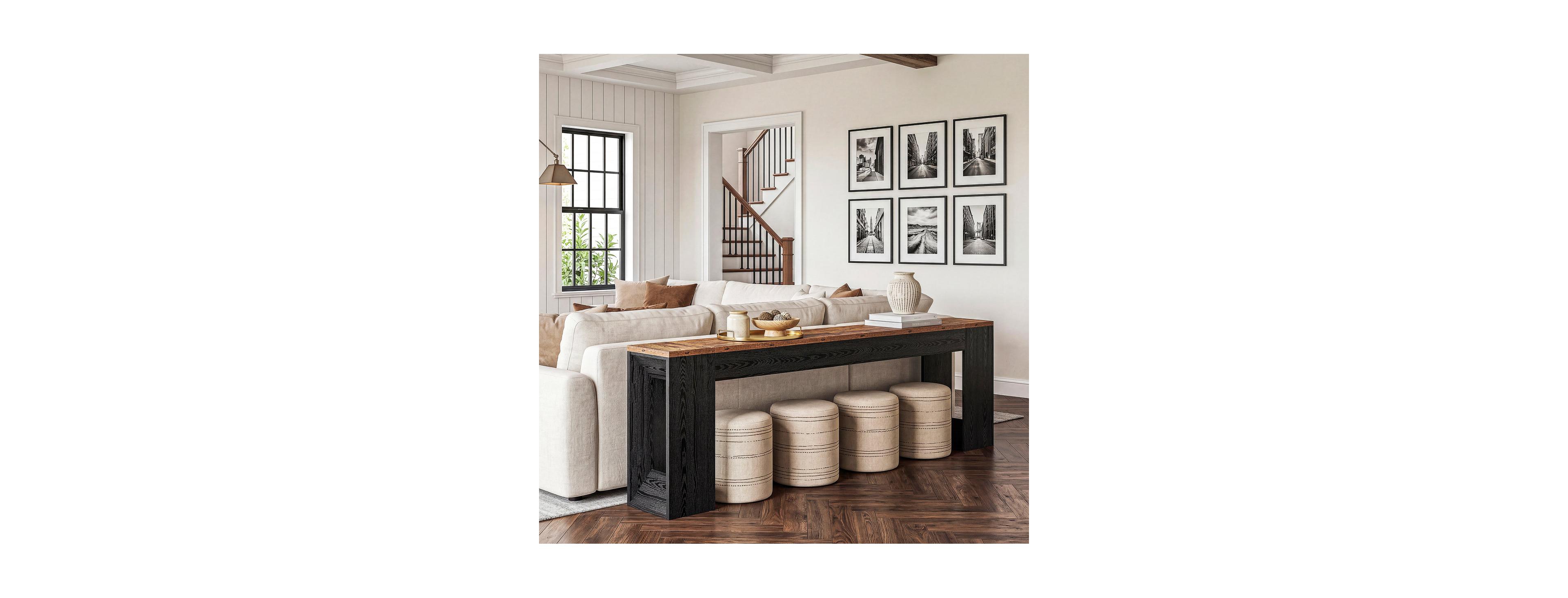 Tribesigns 86.6" Entryway Table:Long narrow behind couch console table.Modern luxury wooden sofa table for living room,hallway,foyer.