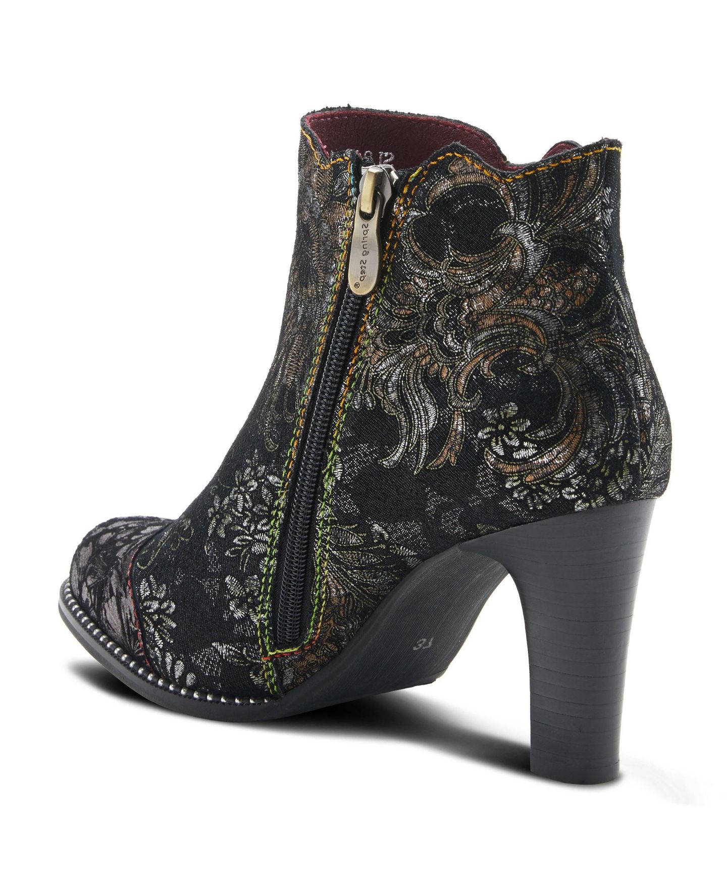 Женские ботинки L'Artiste Spring Step Smokinhot Booties with Floral Embroidery, цвет: Чёрный разноцветный — фото 8