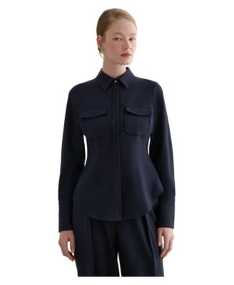 Women's Dannie Cinched-Waist Collard Shirt