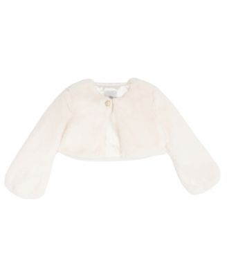 Girls' 4-16 Long-Sleeve Rhinestone Faux Fur Bolero
