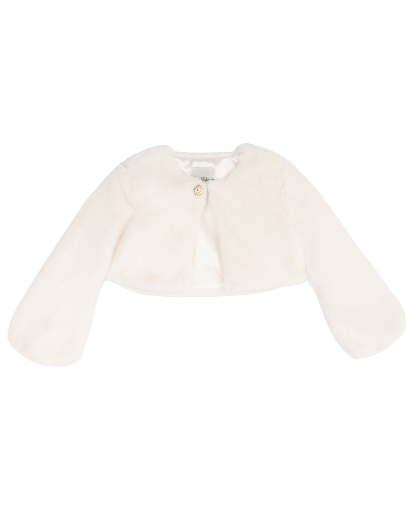 Болеро Rare Editions Long-Sleeve Rhinestone Faux Fur Bolero для девочек, цвет: Слоновая кость — фото 1
