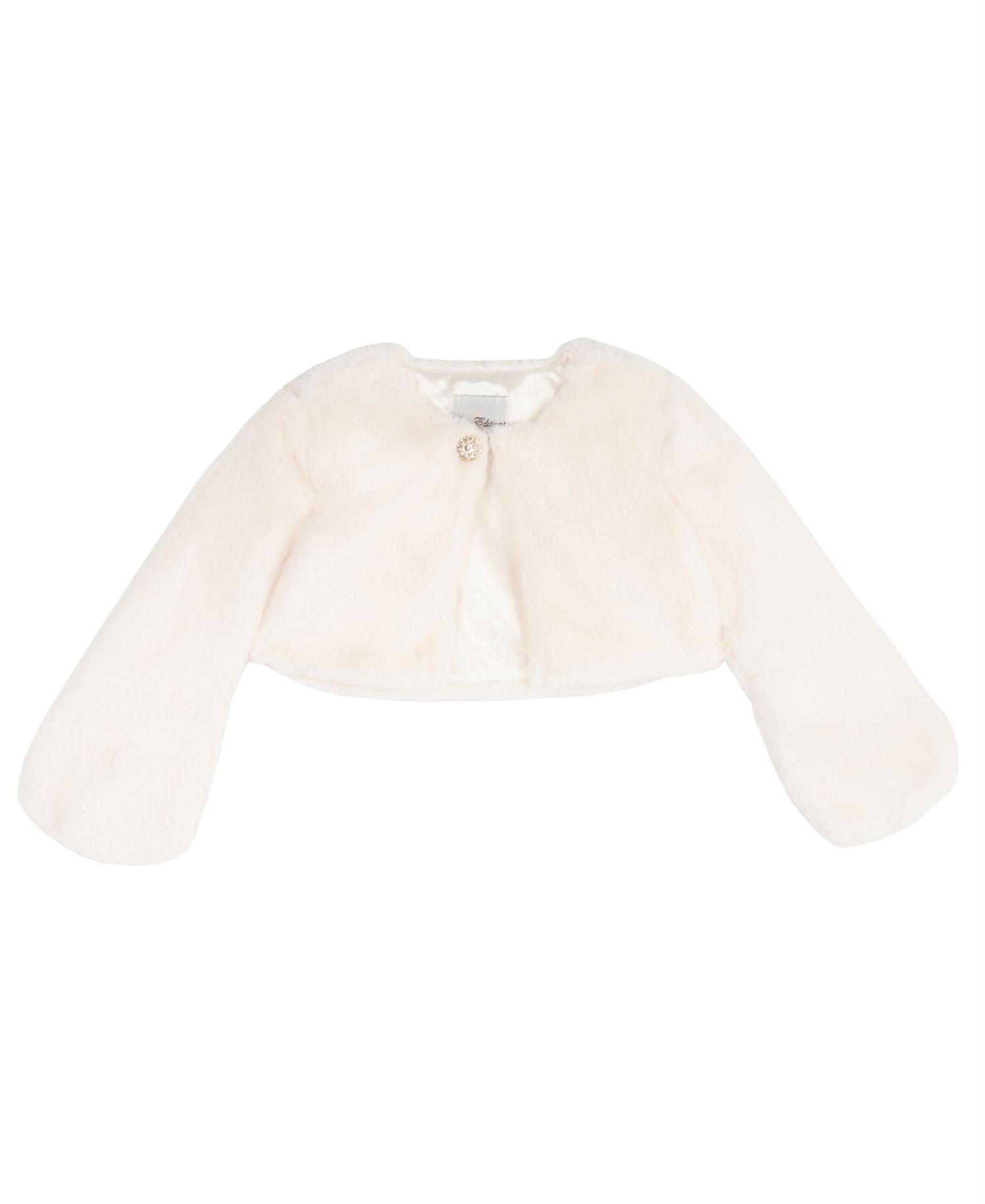 Girls' 4-16 Long-Sleeve Rhinestone Faux Fur Bolero