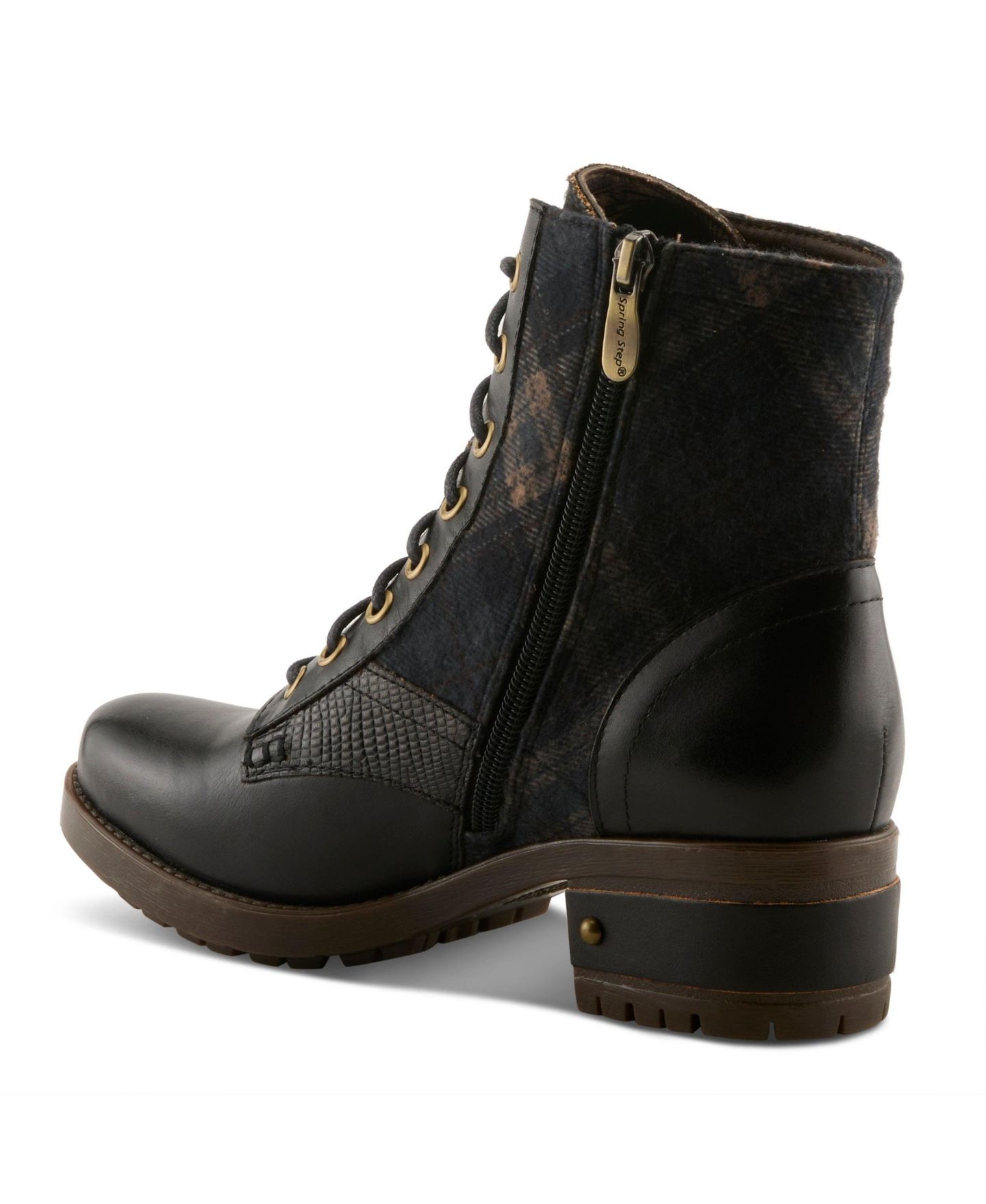 Женские ботинки L'Artiste Marty-plaid Lace-up Boots with Heritage Styling, цвет: Чёрный разноцветный — фото 8