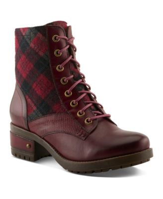 L`Artiste Women's Marty-plaid Lace-up Boots with Heritage Styling