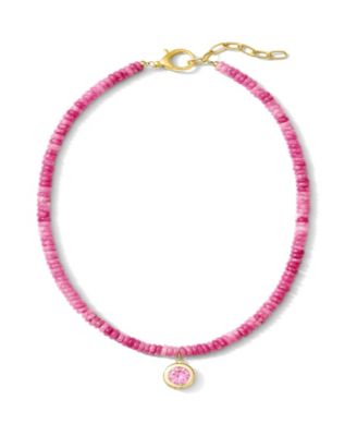 Small Round Bezel Gemstone Beaded Necklace