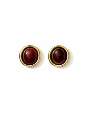 Center Stone Gold Rim Earrings