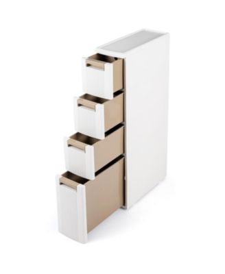 4-Tier Narrow Storage Cabinet With 4 Drawers and 3 Removable Dividers Wheels