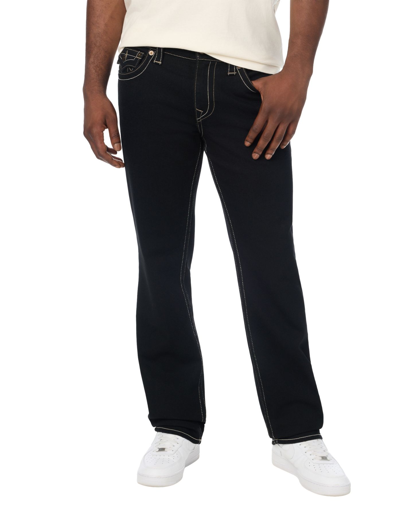 Мужские джинсы True Religion Ricky Straight-Leg Flap Pocket, цвет: Чёрный — фото 1