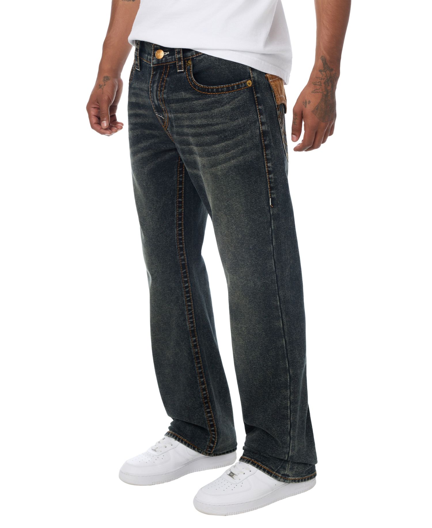 Men's Billy Suede-Detailed Bootcut Denim Jeans