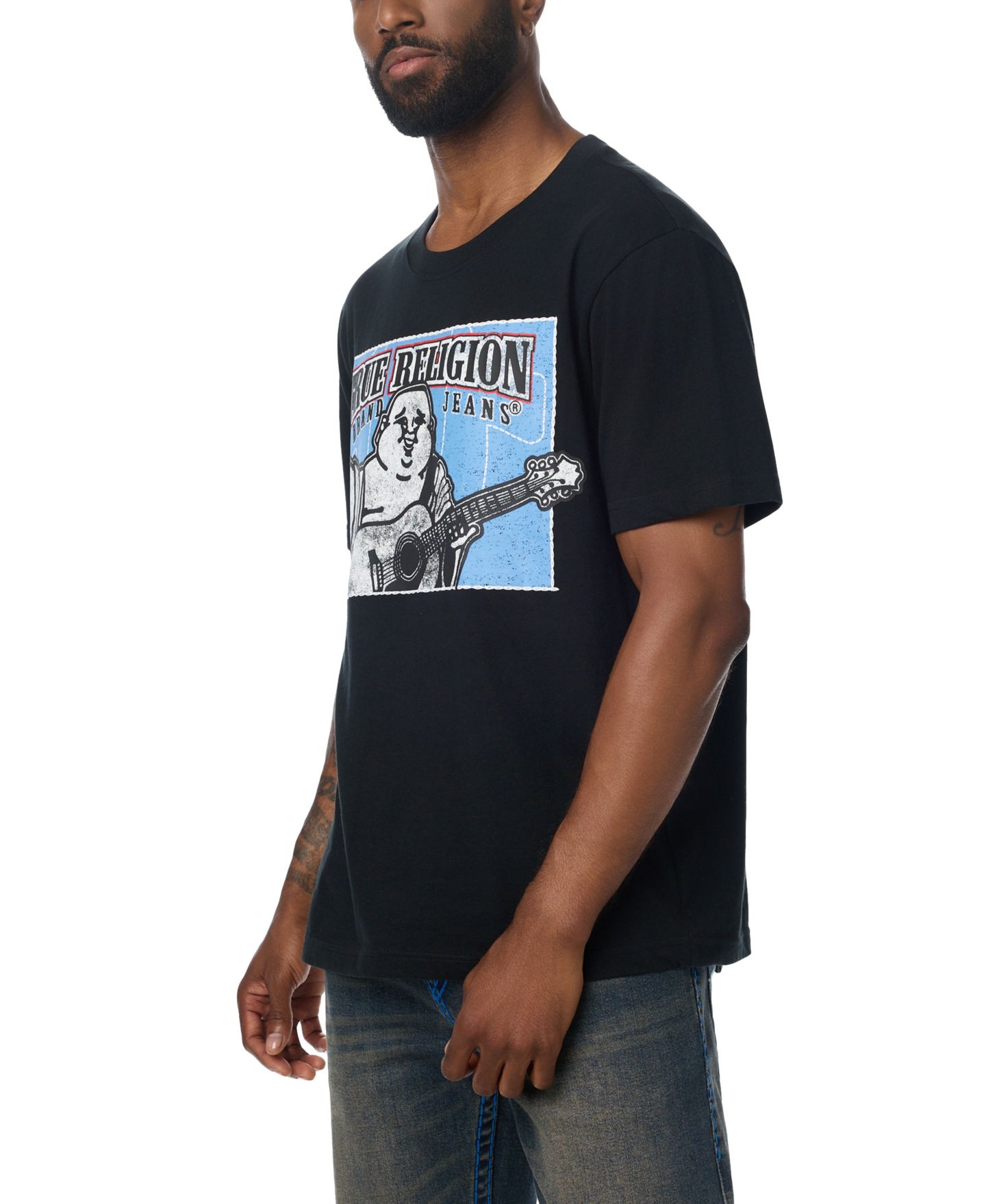 Мужская футболка True Religion Stitched Block Buddha Graphic Logo, цвет: Угольно-чёрный — фото 2
