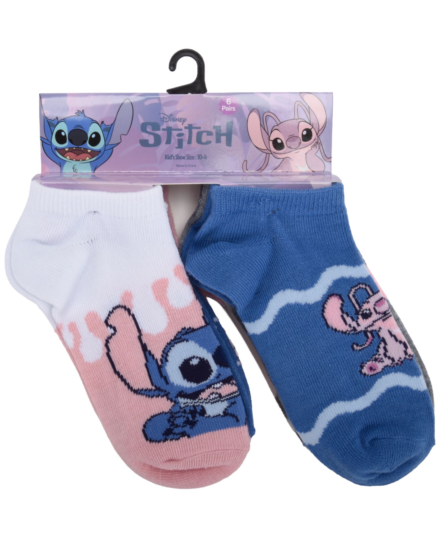 Girls' 4-8 Stitch No Show Socks, 6-Pack