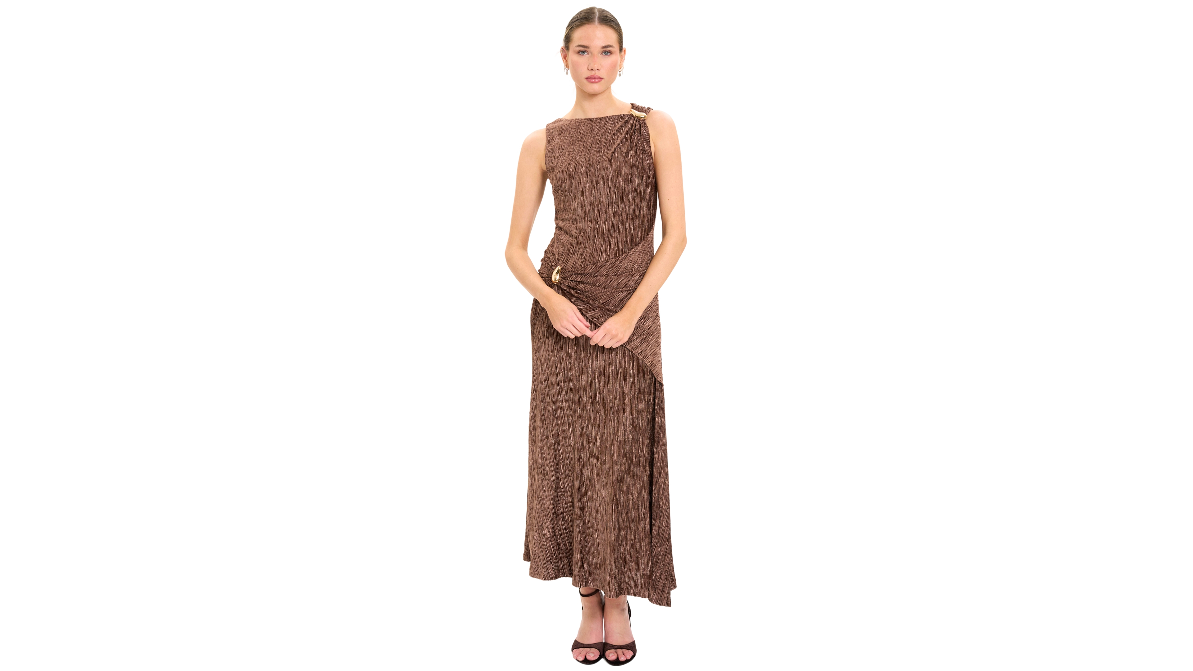 Maggy London Women's A-Line Midi Crinkle Velvet Dress