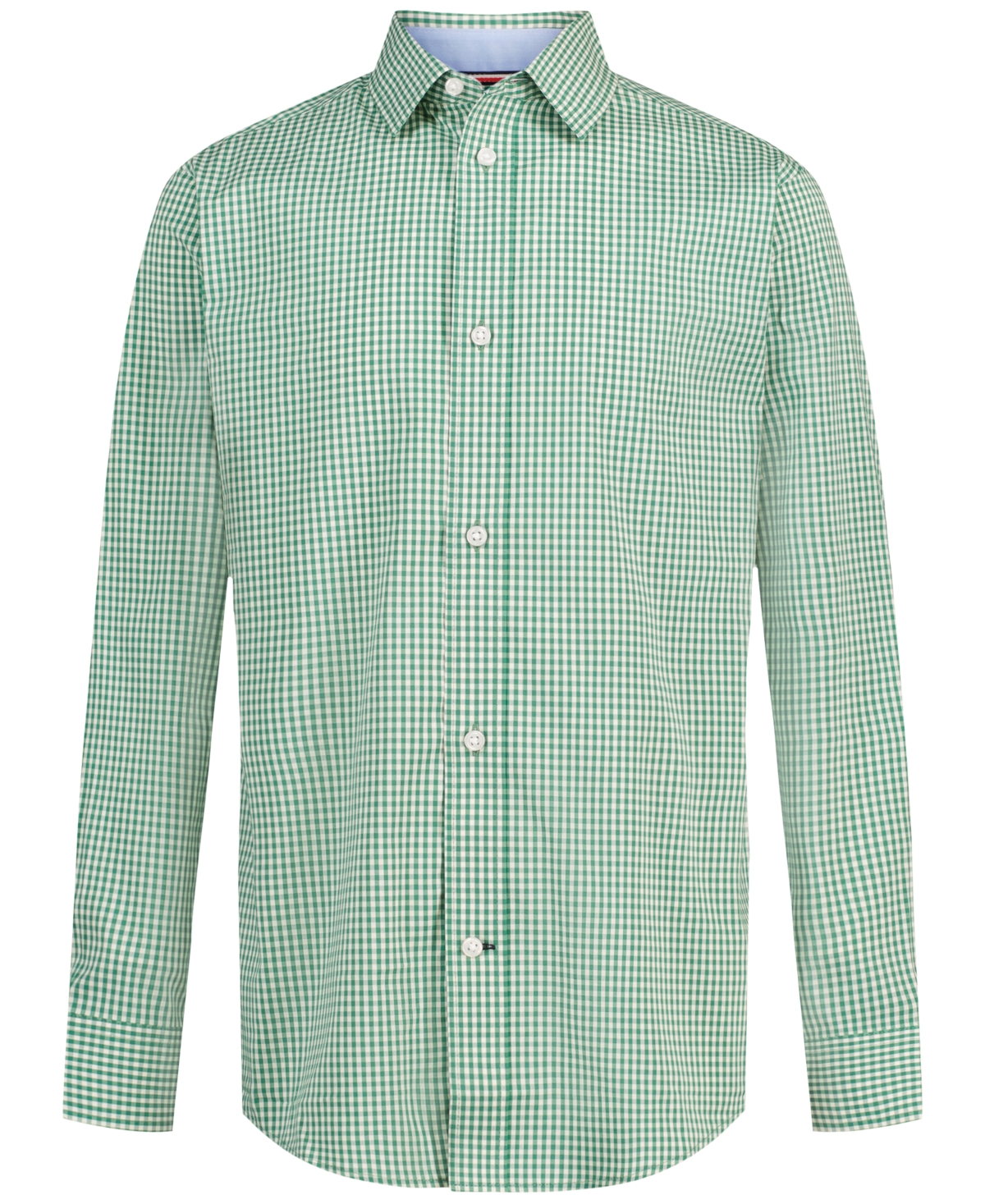 Tommy Hilfiger Boys' Mini Gingham Stretch Long-Sleeve Shirt - Green