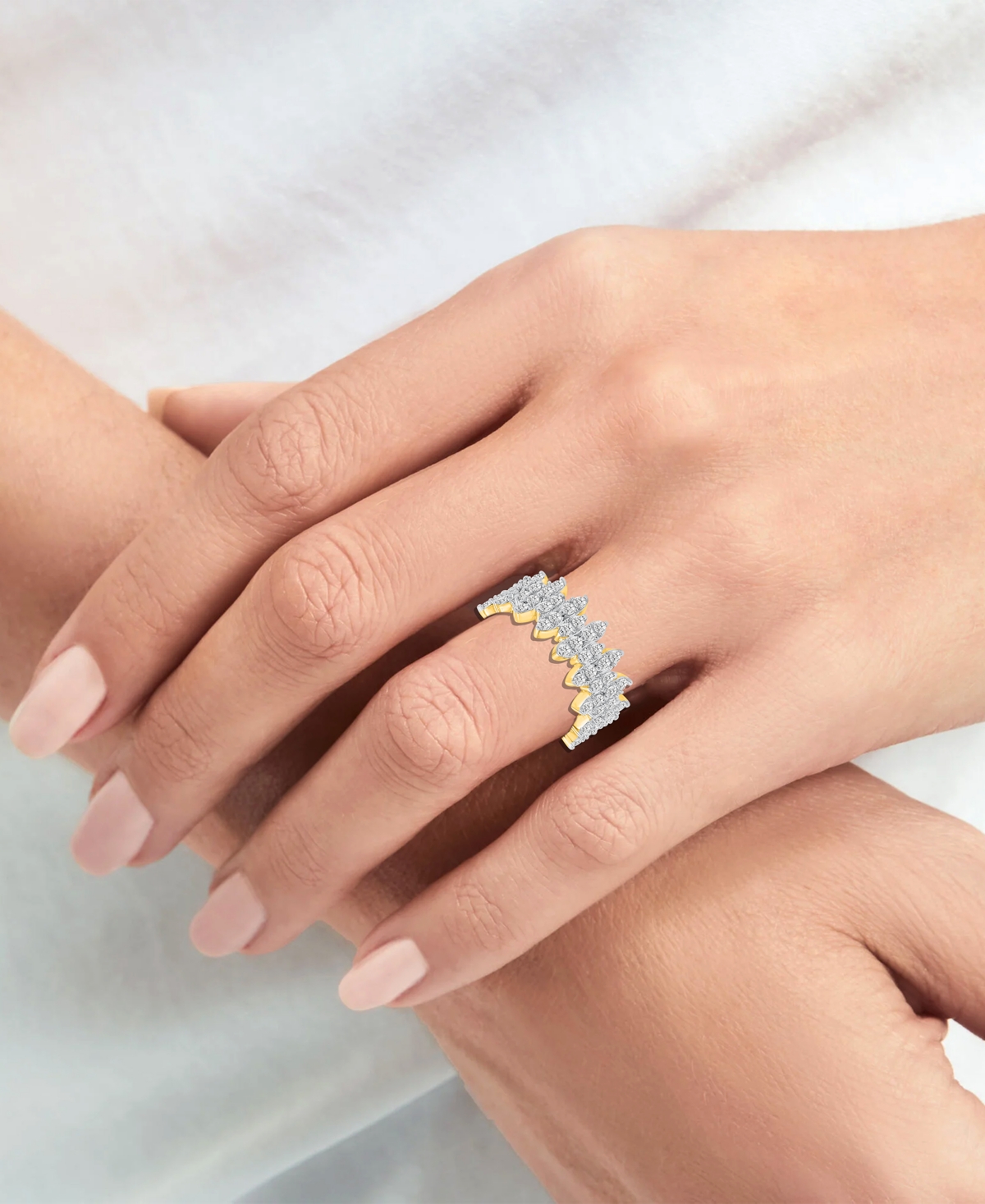 Forever Grown Diamonds Lab-Grown Diamond Marquise Cluster Ring (1 ct. t.w.) Sterling Silver (Also Available & 14k Gold-Plated)
