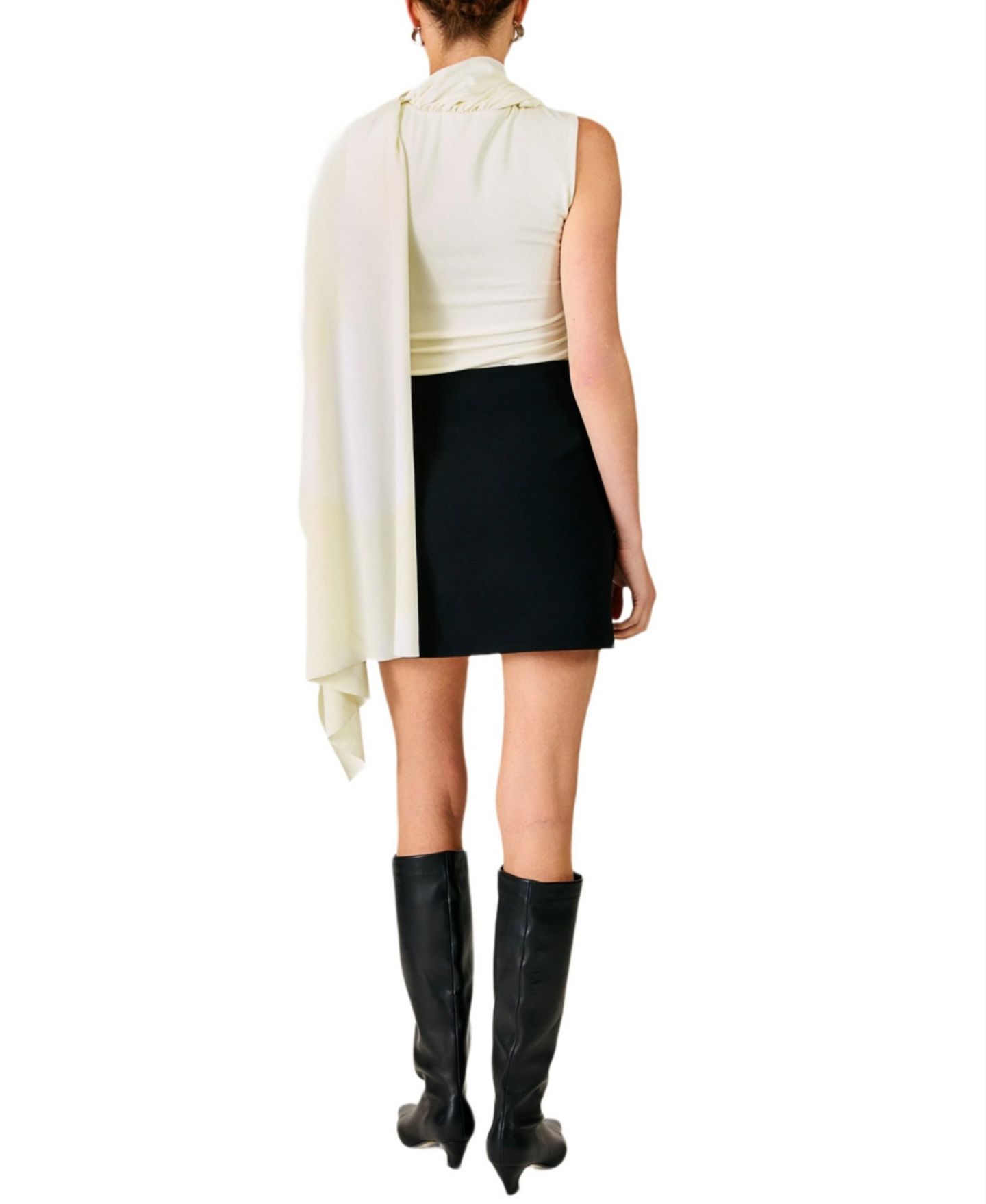 Женский топ Line & Dot Arabella High-Neck Cape-Sleeve, цвет: Слоновая кость — фото 5