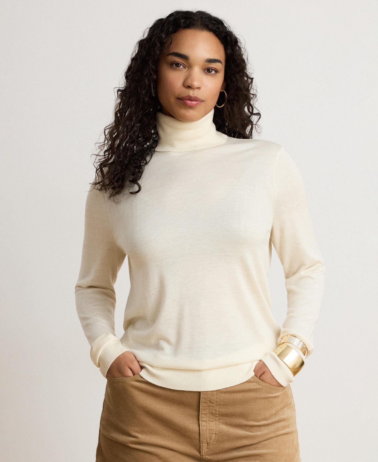 Women's Modal-Silk Blend Slim-Fit Turtleneck Sweater