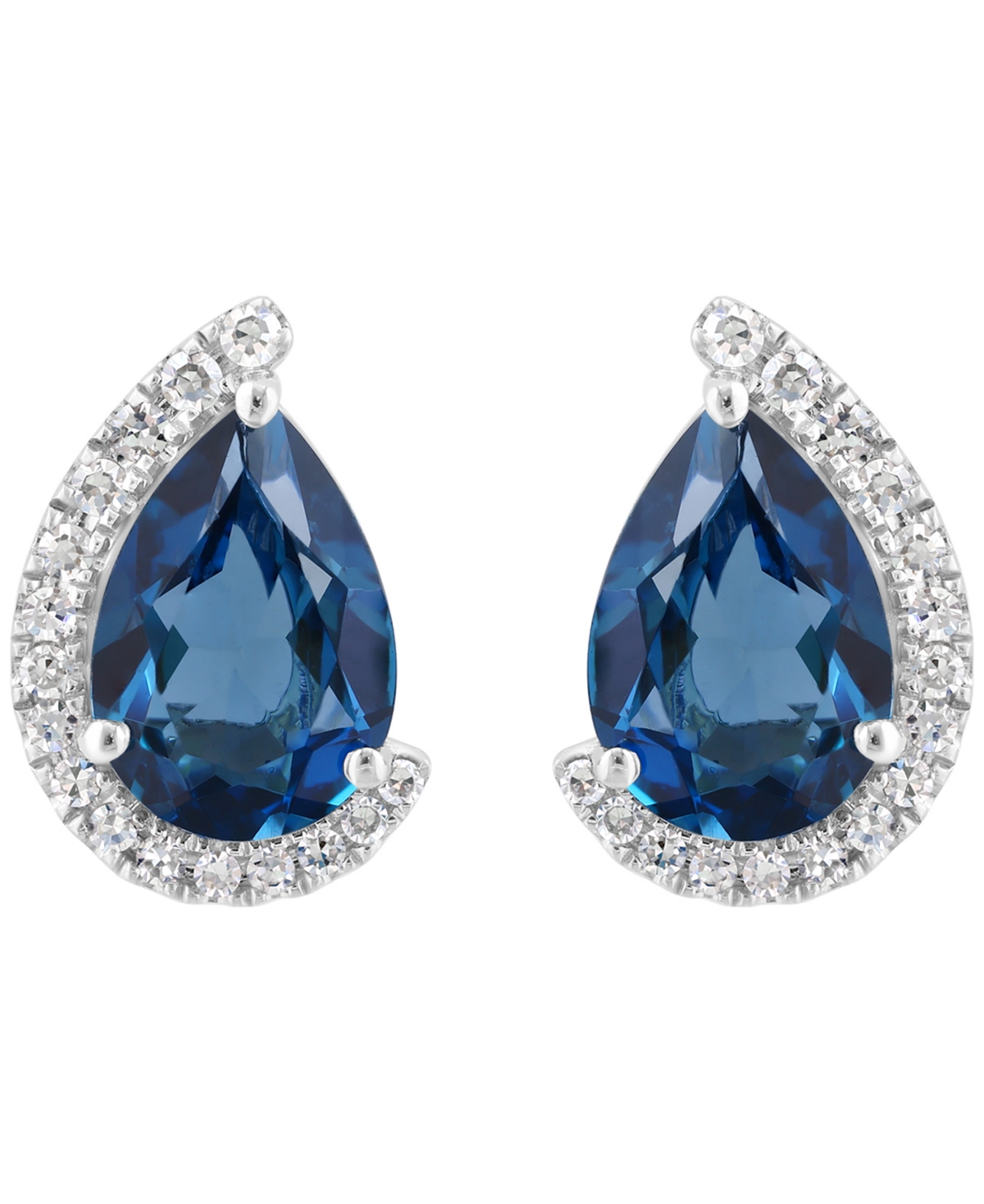 Effy Collection London Blue Topaz (3-1/10 ct. t.w.) & Diamond (1/6 ct. t.w.) Earrings in 14k White Gold