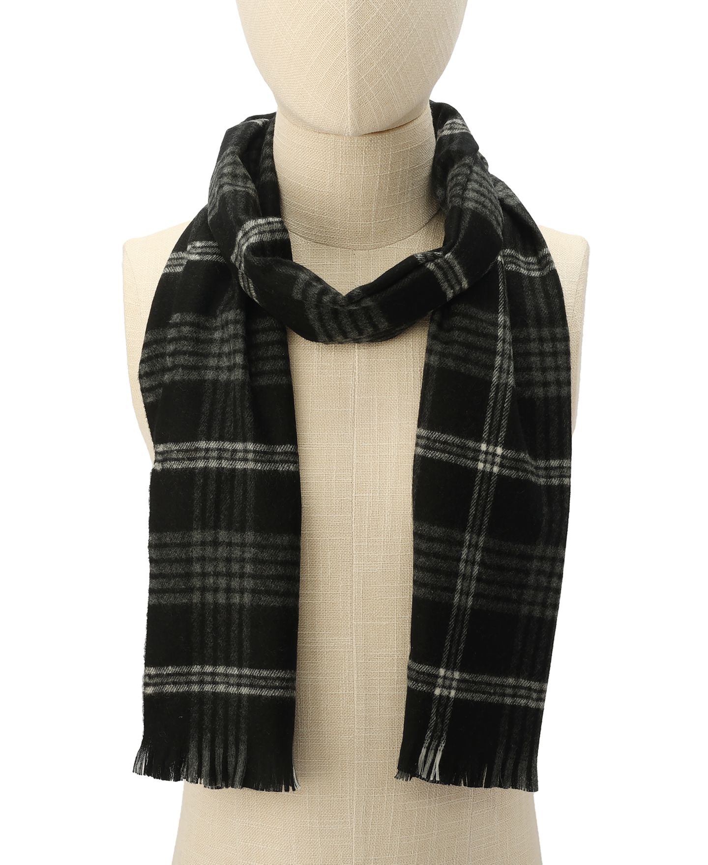 Мужской шарф Tommy Hilfiger Check Plaid Yarn Dye Fringe, цвет: Чёрный — фото 5