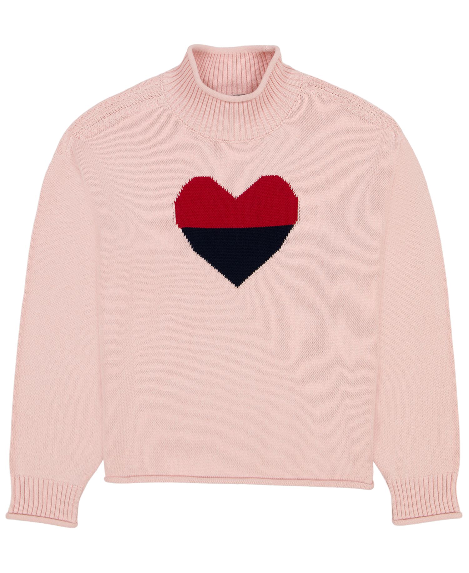 Women's Intarsia Heart Mock Neck Sweater