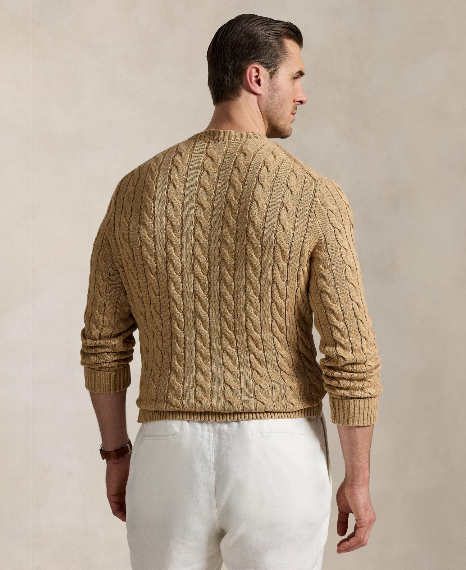 Men's Big & Tall Cable-Knit Cotton Sweater